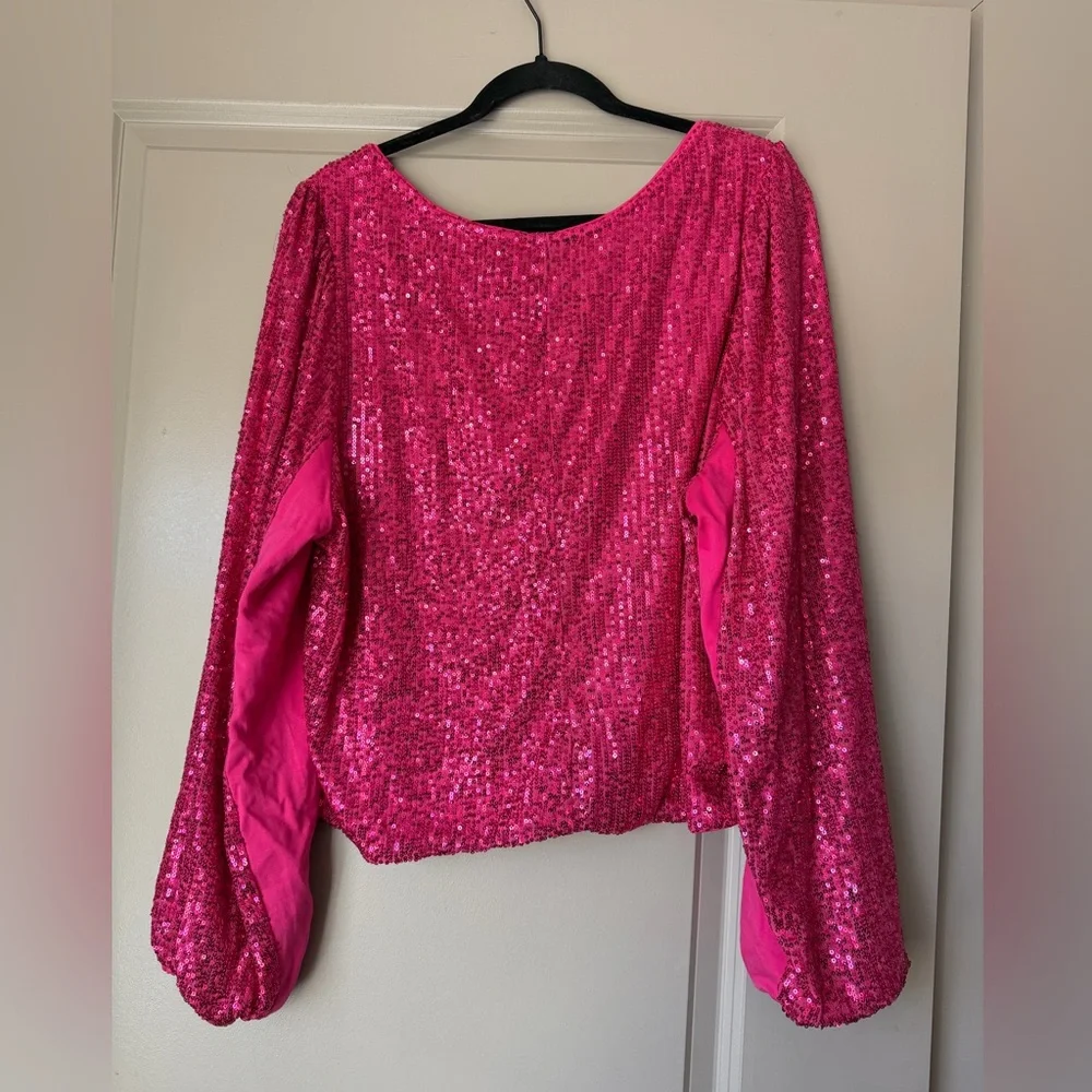 NWT Torrid Sequin Deep V-Neck Long Sleeve Blouse - Picture 8 of 11